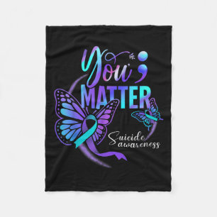 You Ribbon Butterfly Suicide Awareness Women Men  Fleece Blanket