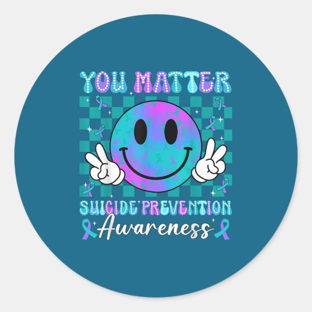 You Ribbon Suicide Prevention Awareness Women Men  Classic Round Sticker (Front)