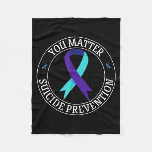 You Ribbon Teal & Purple Suicide Prevention Aw Fleece Blanket