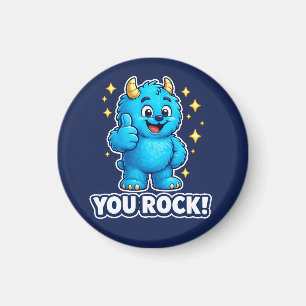 You Rock Blue Monster Thumbs Up Star Badge Magnet