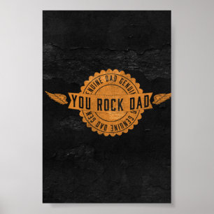 You Rock Dad Orange Black Emblem Poster