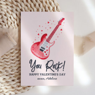 You Rock Electric Guitar Kids Valentines Day Card