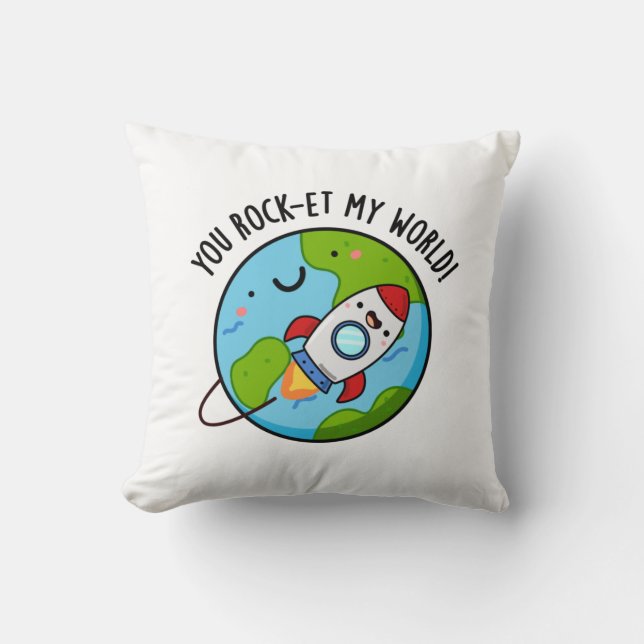 You Rock-et My World Funny Rocket Pun Cushion (Front)