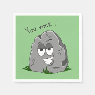 You Rock! Funny Grey Cartoon Stone Napkin