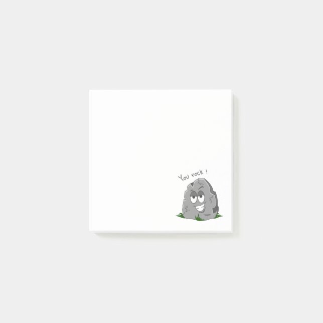 You Rock! Funny Grey Cartoon Stone Post-it Notes (Front)