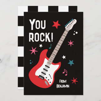 You rock guitar classroom valentine's day card