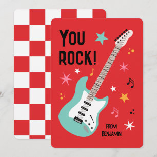 You rock guitar classroom valentine's day card