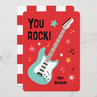 You rock guitar classroom valentine's day card