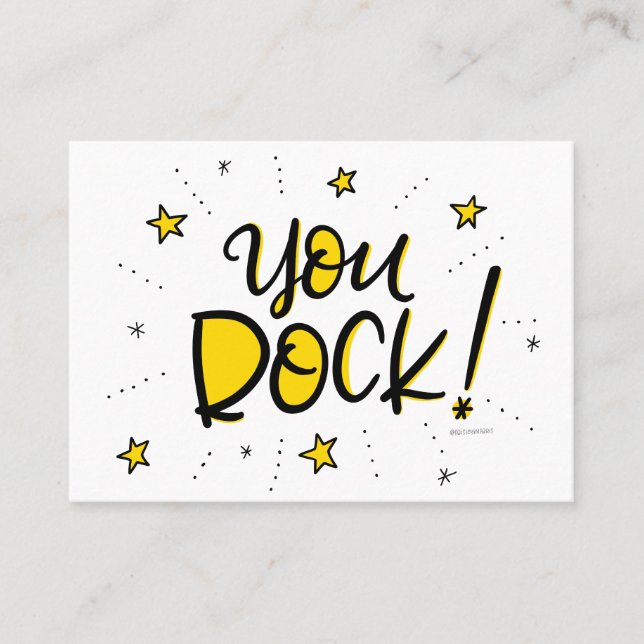 You Rock, hand lettered Business Card (Front)