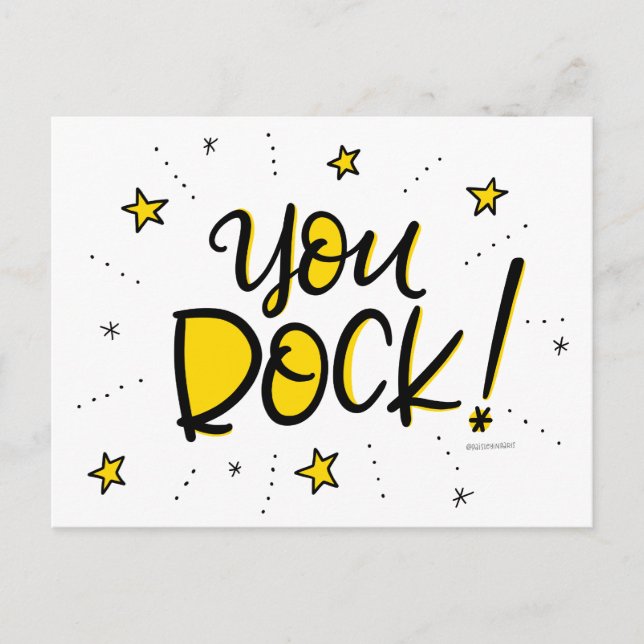 You Rock, hand lettered Postcard (Front)