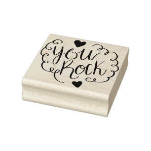 You Rock Hearts Rubber Stamp