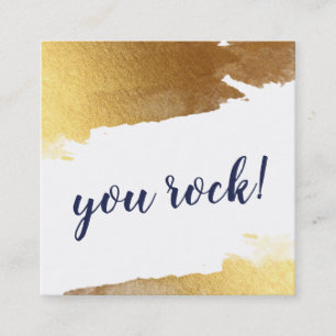 YOU ROCK modern luxe handlettered script gold navy Square Business Card
