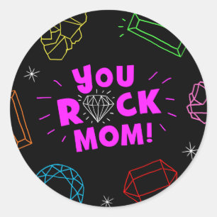 You Rock Mum Gemstone Pattern Classic Round Sticker