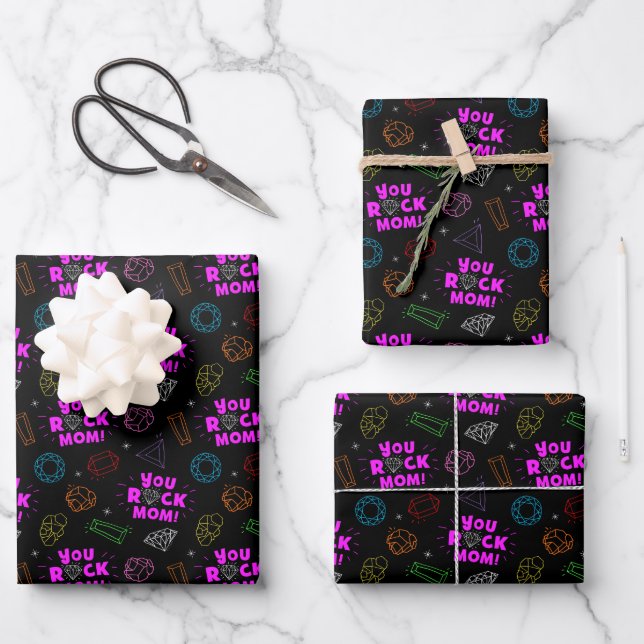 You Rock Mum Gemstone Pattern Wrapping Paper Sheet (Front)