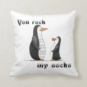 You Rock my Socks Penguin Pillow