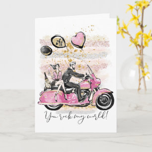 You Rock My World   Couple Motorcycle Sublimation Card