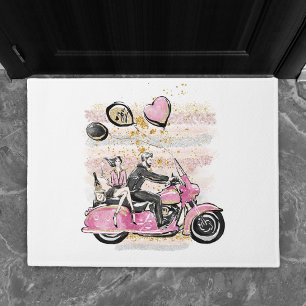 You Rock My World   Couple Motorcycle Sublimation Doormat