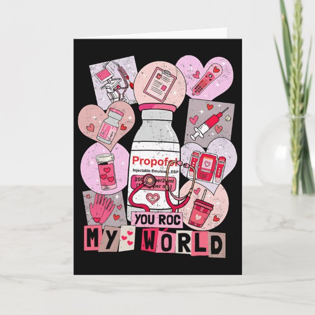 You Rock My World Heart Nurse Love Hospital Valent Card (Front)