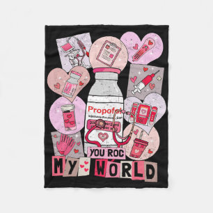 You Rock My World Heart Nurse Love Hospital Valent Fleece Blanket