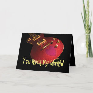 You Rock My World Rockstar Guitar Heart Valentine Holiday Card