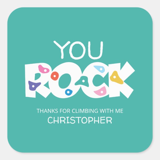 You Rock Rock Climbing Thank You Sticker (Front)