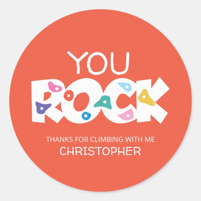 You Rock Rock Climbing Thank You Sticker (Front)