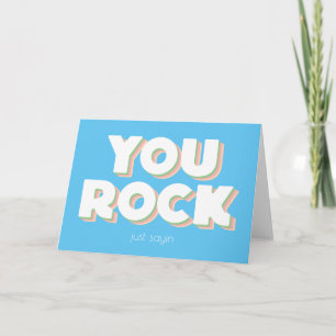 You Rock Thank You Blue Folded Greeting Card