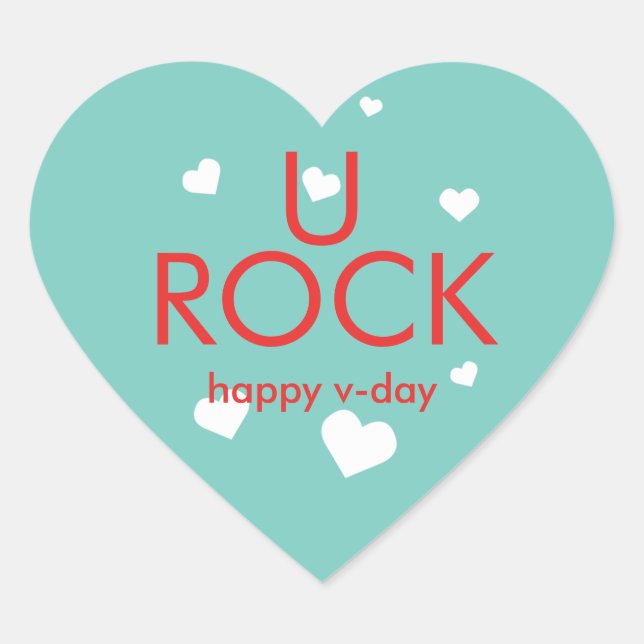 You rock Valentine's day red blue heart Sticker (Front)