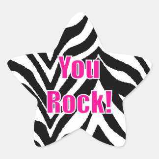 You Rock! Zebra Print Star Star Sticker