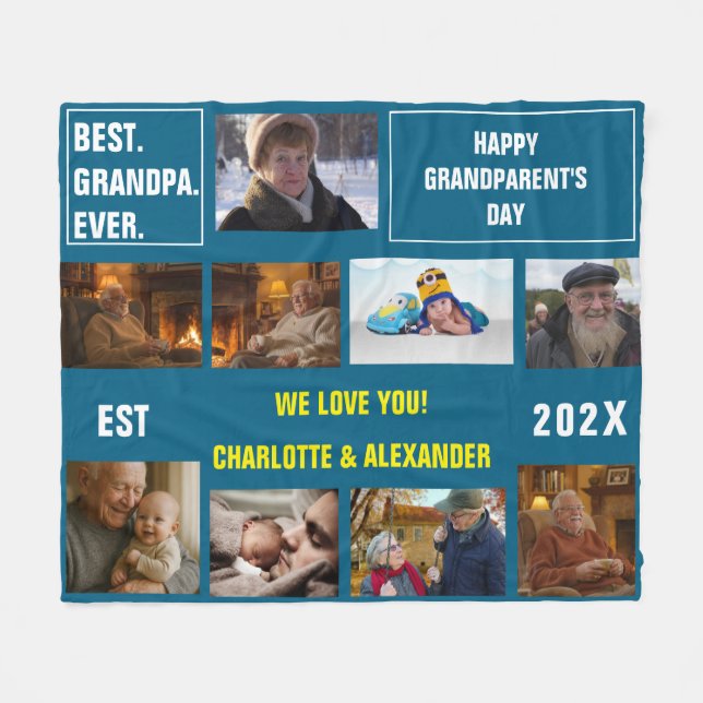 You said: Best Grandpa Ever Photo Collage  Fleece Blanket (Front (Horizontal))
