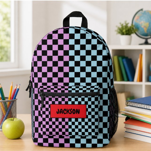 You said: Colourful Checkers For Back to School Printed Backpack (You said: Colorful Checkers For Back to School Printed Backpack)