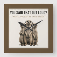 You Said That Out Loud - Funny Meerkat Wall Clock
