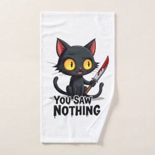 You Saw Nothing Black Cat Funny Halloween Hand Towel