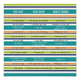 "You Say/God Says" Inspirational Bible Verses Poster