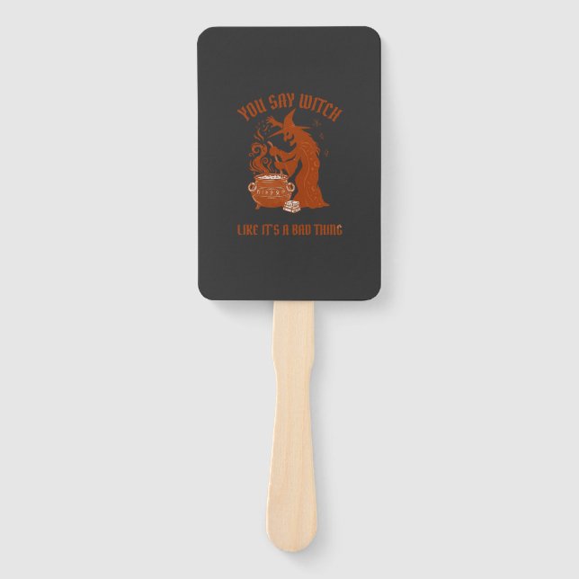 You Say Witch Halloween Magic Cauldron Hand Fan (Front)