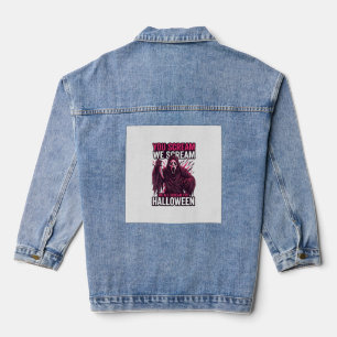 You Scream We Halloween Ghostface Bloody Knife Denim Jacket