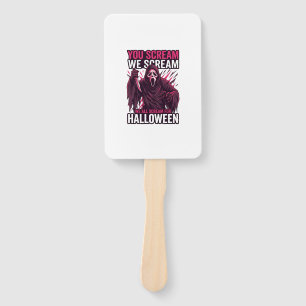 You Scream We Halloween Ghostface Bloody Knife Hand Fan