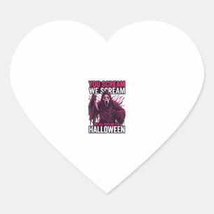 You Scream We Halloween Ghostface Bloody Knife Heart Sticker