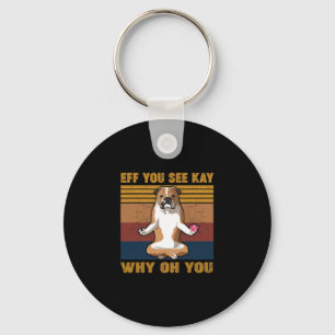 You See Kay Why Oh U English Bulldog Yoga Retro Vi Key Ring
