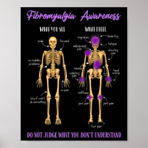 You See What I Feel Skeleton Fibromyalgia Awarenes Poster