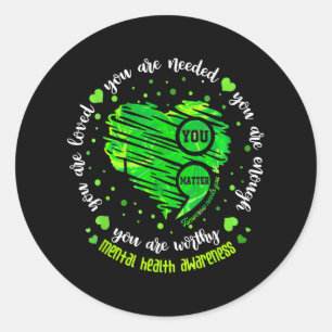 You Semicolon Heart Mental Health Awareness Women Classic Round Sticker