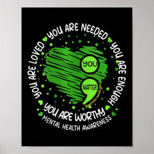 You Semicolon Heart Mental Health Awareness Women Poster