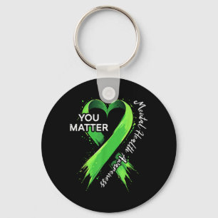 You Semicolon Heart Ribbon Mental Health Awareness Key Ring