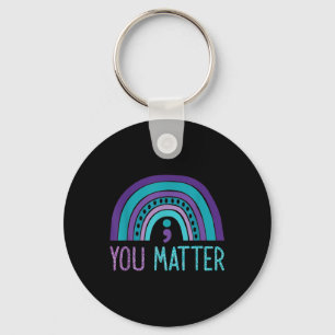 You Semicolon Suicide Prevention Purple Teal Rainb Key Ring