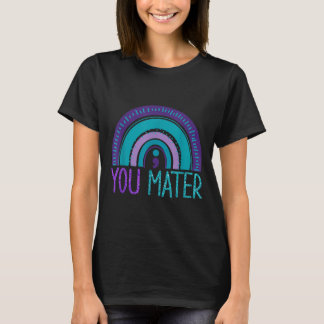 You Semicolon Suicide Prevention Purple Teal Rainb T-Shirt