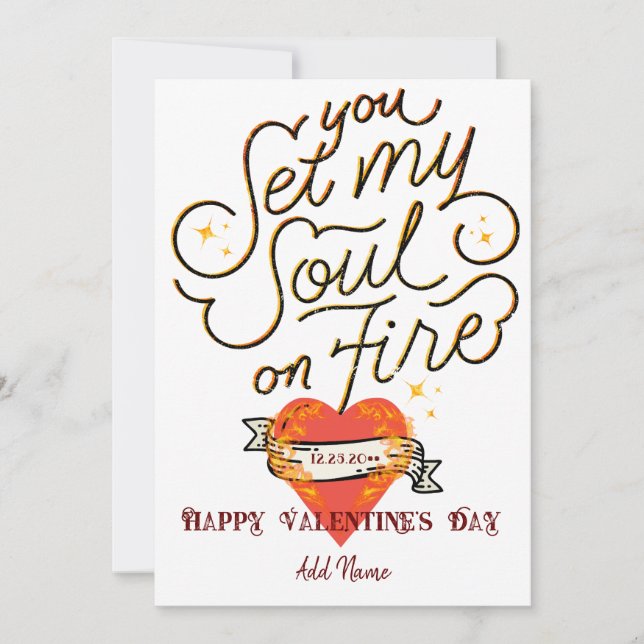 You Set My Soul On Fire Gothic Heart Valentine Holiday Card (Front)