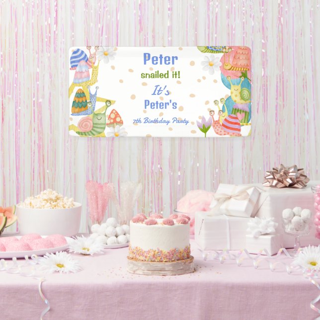 You snailed it! watercolor snail birthday banner (Party)