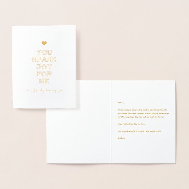 You Spark Joy For Me Valentine’s Day Anniversary Foil Card (Display)