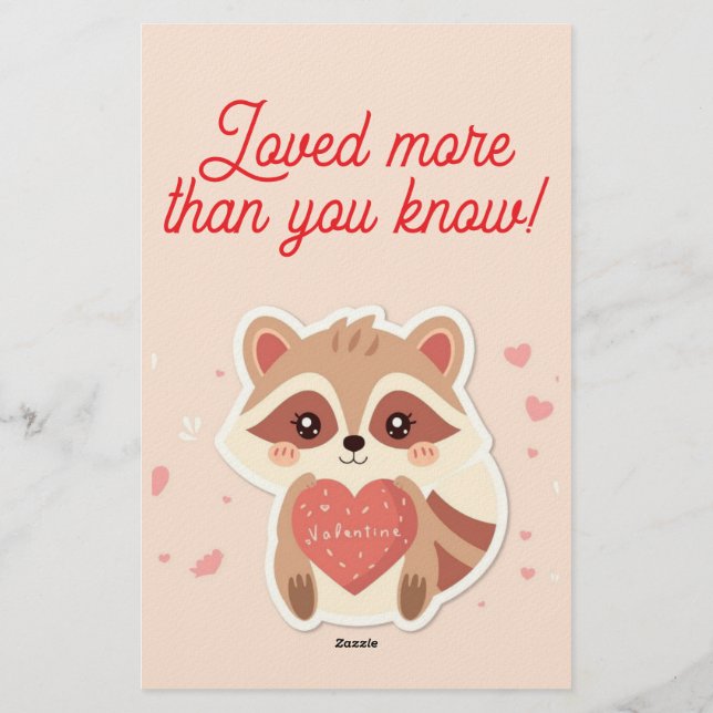 You Stole My Heart Raccoon Valentine Card (Back)