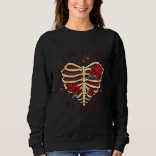 You Stole My Heart Skeleton Ribs Rose Valentine's  Sweatshirt